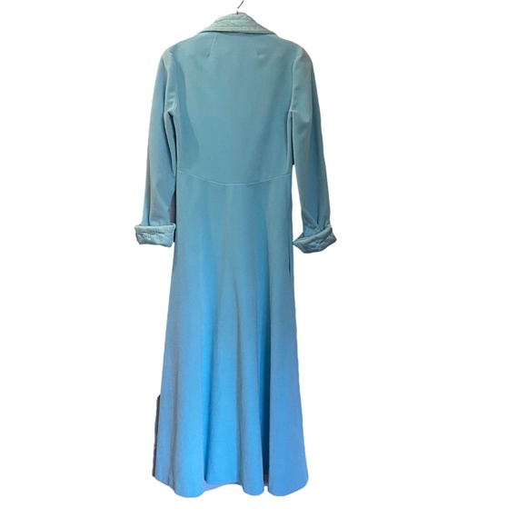 VANITY FAIR 60s Quilted Collar Empire Gown Robe Blue S/M - Picture 3 of 13